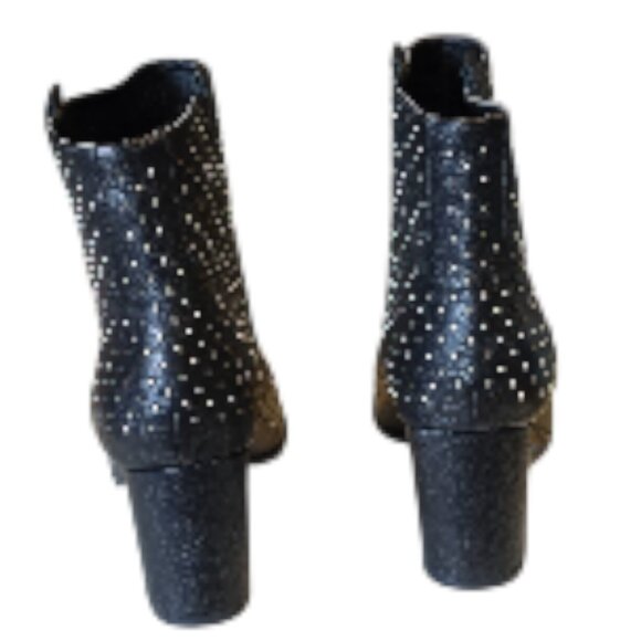 Size 9 Rebecca Minkoff Sierra Black Leather Silver Stud Accent Pull-On Booties - Picture 3 of 10